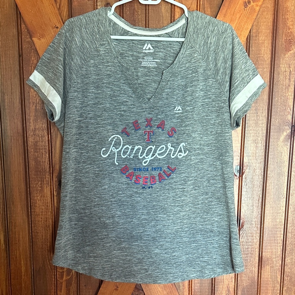 Majestic Heather Gray Texas Rangers Tee